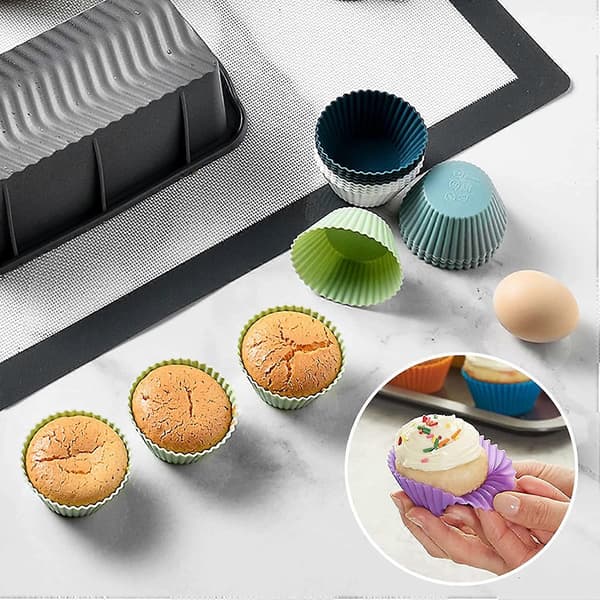 Muffinsformar i silikon, set om 12 återanvändbara muffinsformar