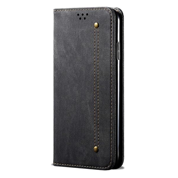 Honor Magic7 5G Mobilskal Denim Textur Anti-Rep Läder Ställ Telefonskydd - Svart (Svart)