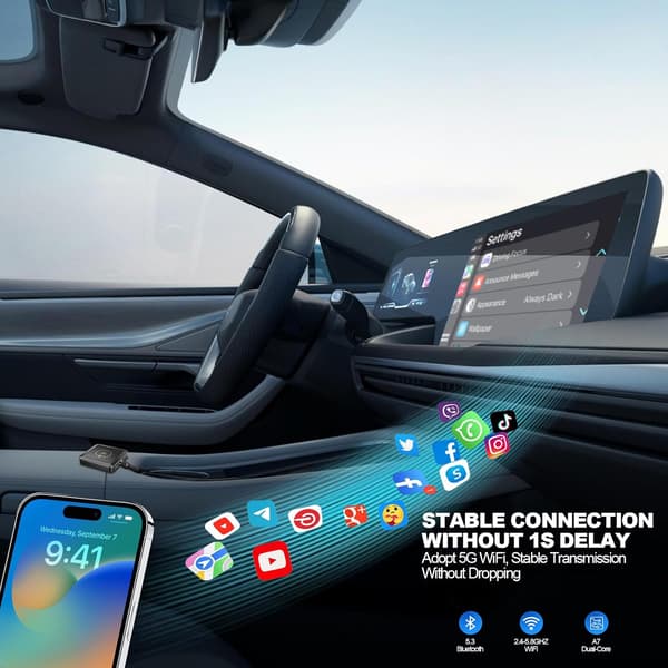 2-i-1 Trådløs adapter for Carplay og Android Auto
