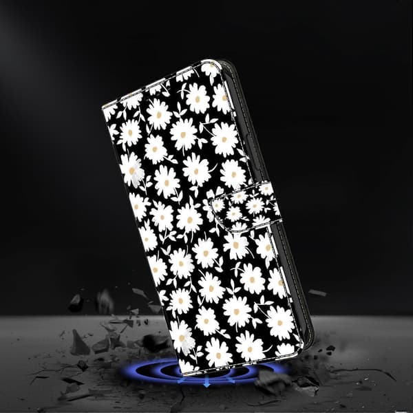 För iPhone 17 Air Mobilskal Magnetisk Stängning 3D Mönster Läder Plånbok Mobilskyddsfodral (Blommig)