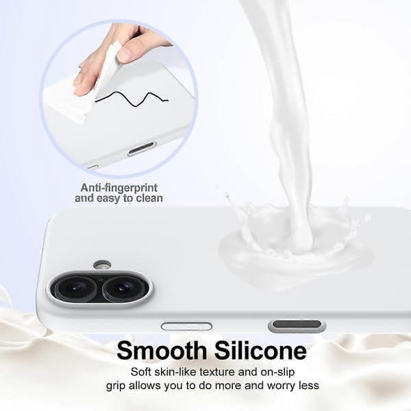 Mobilskal för iPhone 16 Kompatibelt med MagSafe, Anti-dropp Flytande Silikon Mobilskal (Vit, Vit)
