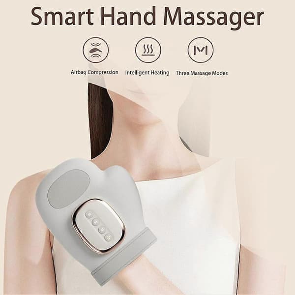 Håndmassager Trådløs 5 Intensitetstrin Justering Fingermassager med Varme og Kompression