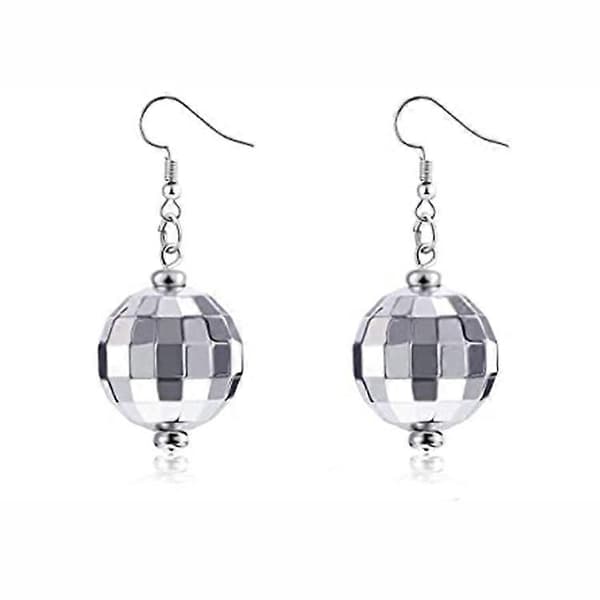 70-luvun amerikkalaiset retro disco -korvakorut, 24 mm disco hopeiset korvakorut