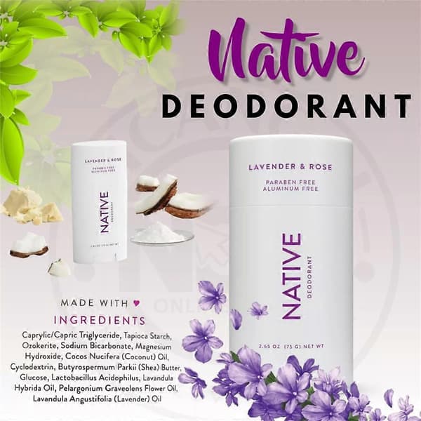 Native alumiiniton puhdas deodorantti luonnollisesti peräisin olevilla ainesosilla (ruskea)