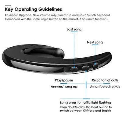 2×Knogleledning Krog Høretelefon Bluetooth Trådløs Stereo Høretelefon Ørepropper Sport