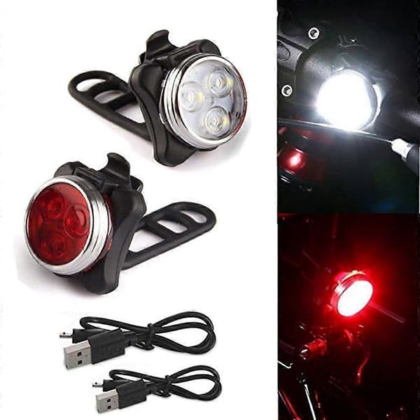 LED sykkellyssett, USB-oppladbart sykkellys, sykkellys, baklys