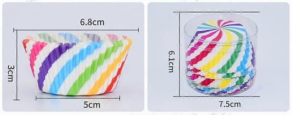 Papir Muffinforme, 100 stk. Regnbue Papir Muffinforme og 100 stk. Stribede Cupcakeforme