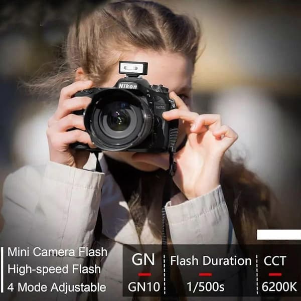 Mini Genopladelig Kamera Flash Lys Speedlite Til Ricoh GR3 /Canon/Sony (Sort)