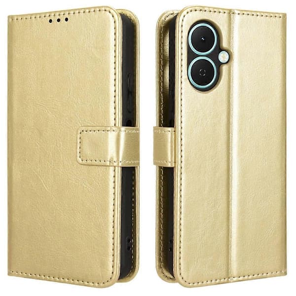 För TECNO Spark Go 2 4G KM4 PU Läder Telefonfodral med Rem Crazy Horse Textur Telefonplånboksfodral