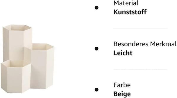 Plast Pennboks Heksagonal Pennholder Blyant Oppbevaringsboks (Beige)