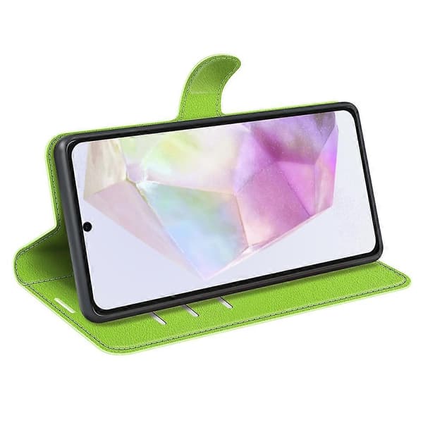 Læder Wallet Beskyttelsesetui med Lychee-tekstur til Samsung Galaxy A36 5G/A56 5G - Grøn (Grøn)