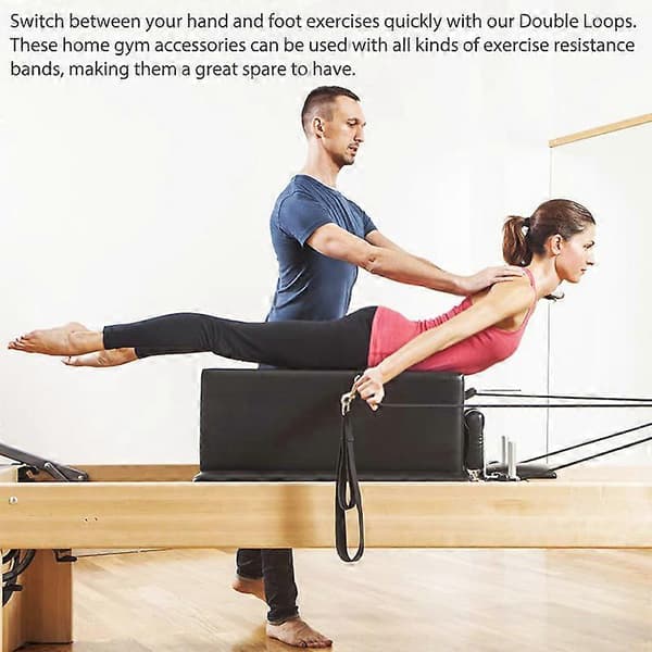 2 st Pilatesremmar, Pilates Dubbelögleremmar för Reformer, Fitness D-ringremmar Dubbla Öglor Vadderade