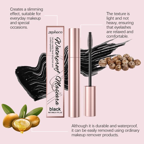 zephoco Svart Krøll Mascara, Vanntett Slank Krøll Krøll Ikke-Søl Naturlig Langvarig Mascara