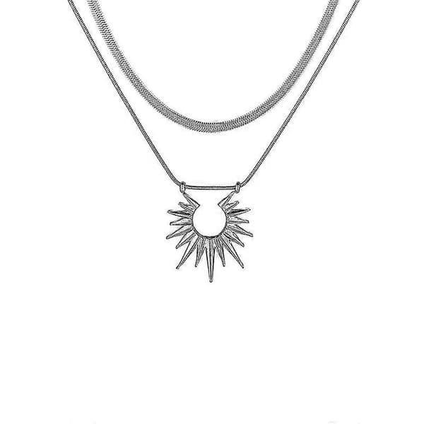 Halsband hänge mode solros halsband dammode rund solros hänge kedja, silver