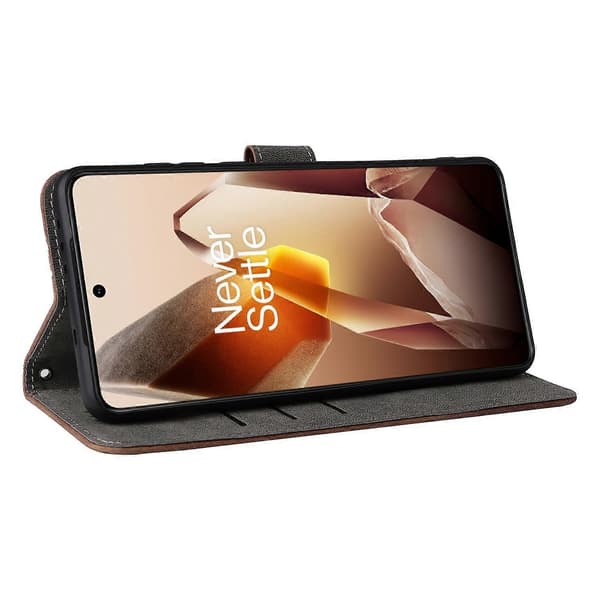 Til OnePlus 13 Wallet Telefon Cover RFID Blokerende PU Læder Flip Cover til Stående Visning - Brun (Brun)