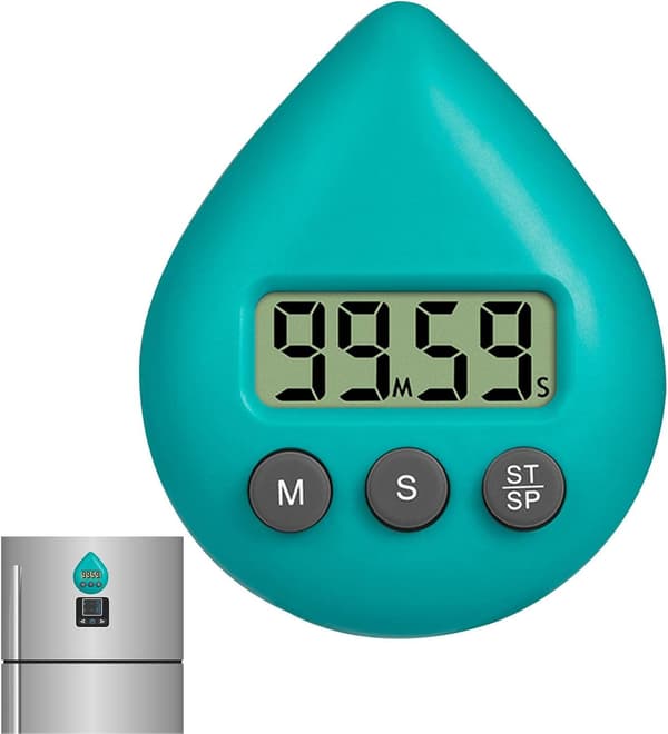 Digital timer med sugpropp och LCD-display, energibesparande digital timer, vattentät digital duschtimer, tandborsttimer (ljuscyan)