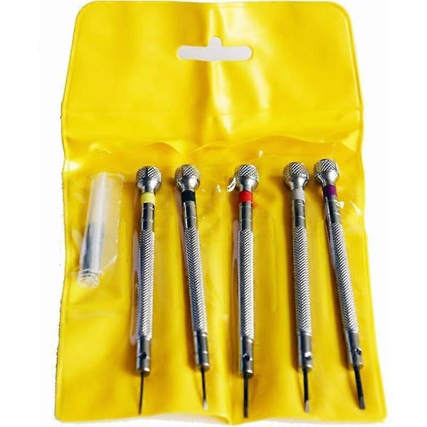 5st Precisionsskruvmejselset för Armbandsur Reparation med 5 Extra Blad