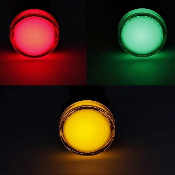 3-pack 22 mm LED-indikatorlampor, AD16-22D/S, 12 V DC 20 mA, röd, grön, gul