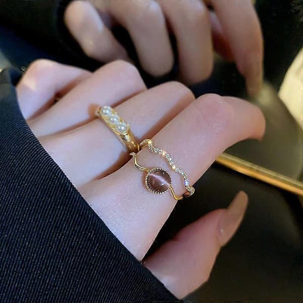 2 stk. Justerbar Åbent Hjerte Ring Konstellation Månedsbånd