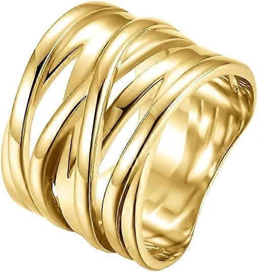 Unisex Solid Crisscross Sammenvevd Crossover Infinity Kraftig Statement Ring i Rustfritt Stål, 19 cm