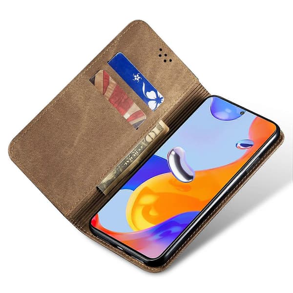Honor X5b Plus/X5b Mobilskal Denim Textur Anti-Rep Läder Ställ Telefonskydd - Khaki (Khaki)