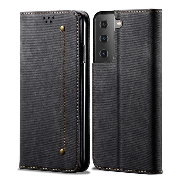 För Samsung S20 FE Mobilskal Denim Textur Anti-repa Läder Ställ Mobilskydd - Khaki (Khaki)