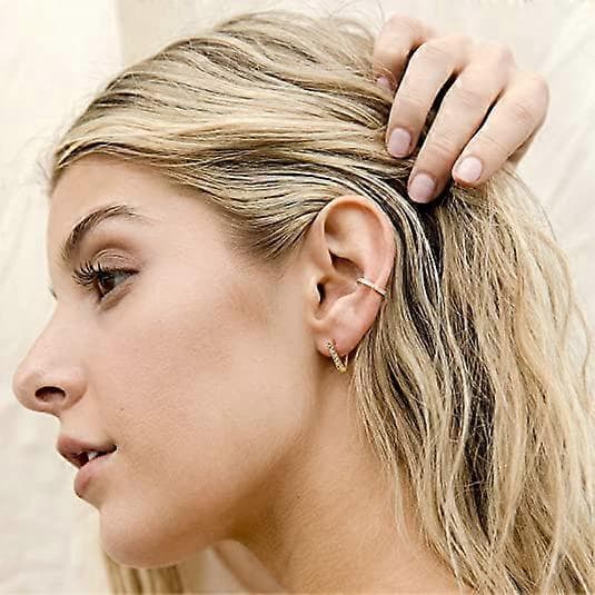 Guldbelagte Sterling Sølv V-Formede Øreringe - Besat med Cubic Zirconia