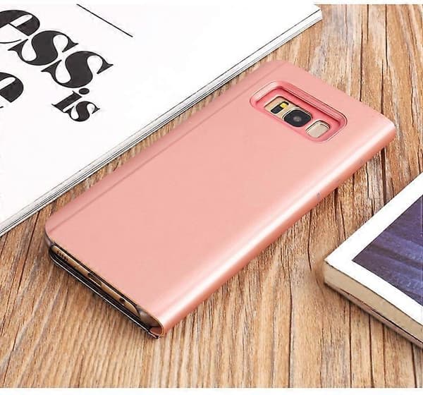 For Samsung Galaxy S8 Plus G955 Speilvendt Lær Stativ Veske Smartphone (Rosa Gull, Rose Gull)