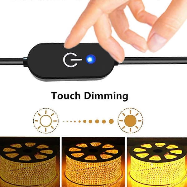 JUNSUNMAY 30cm DC 5.5x2.5mm Hann til Hunn LED Berøringsdimmer Bryter Inline Kontroller for Enkelfarge