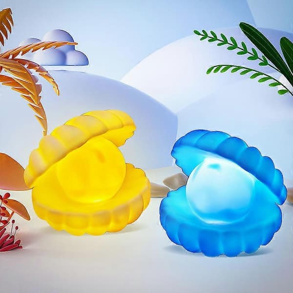 Seashell-formet Nattlampe for Barn PVC Sengelampe Nattlys (blå, 9*10*8cm)