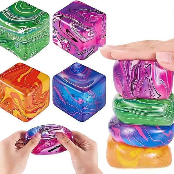 2026 nye 5,5 cm marmor hvirvel terning squishy stressbolde, bløde langsomt-stigende klemmelegetøj til angstlindring, sensorisk fidget legetøj til voksne og børn