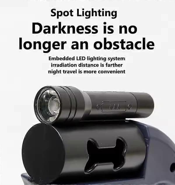 Dubbel infällbar hundkoppel med LED-ljus och reflekterande tejp, för små medelstora hundar (blå)