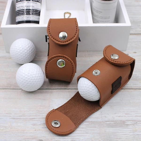 Bærbar Golfbold Opbevaringspose i Kunstlæder Sports Taske 1 Stykke brun