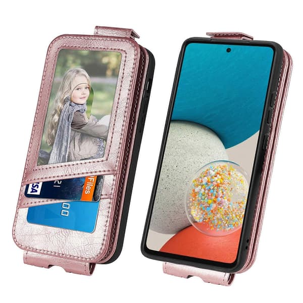 Lynlåspung Lodret Flip Læder Telefon Cover til Samsung Galaxy A53 5G (Pink)