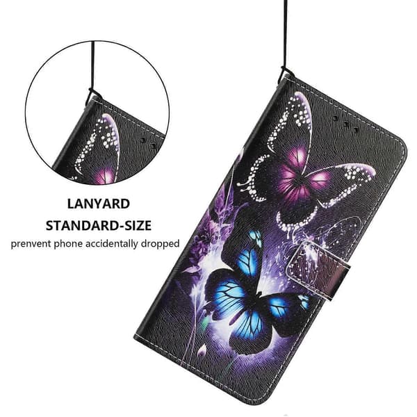 TECNO Camon 40 Pro 4G Plånboksfodral Tryckt PU Läder Telefonfodral med Snodd (Två Fjärilar)