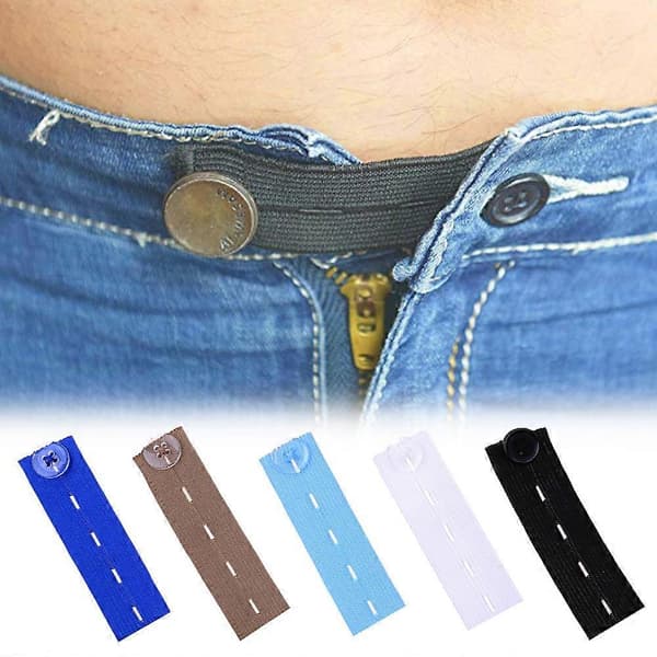 (Svart, 6-pakning) Buksebelteforlengere, bukseknappforlengere, jeans