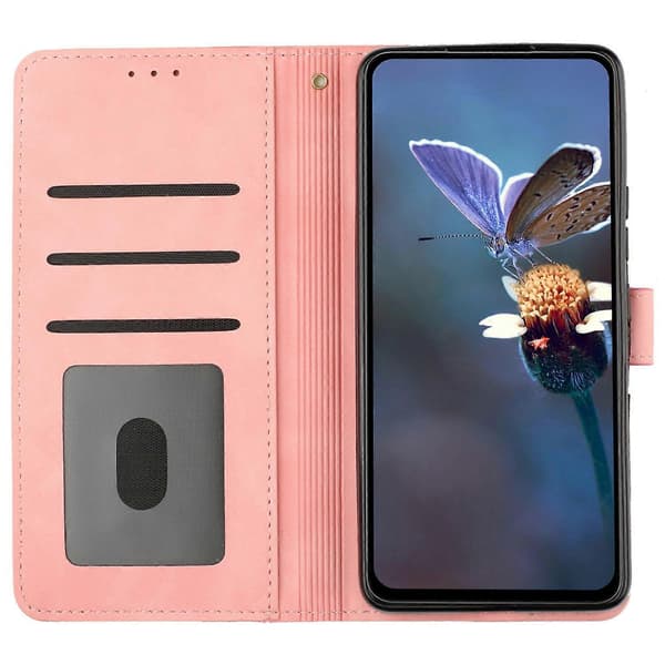 Blommig Läderplånboksfodral med handledsrem för Samsung Galaxy S25 Ultra - Rosa (Rosa)