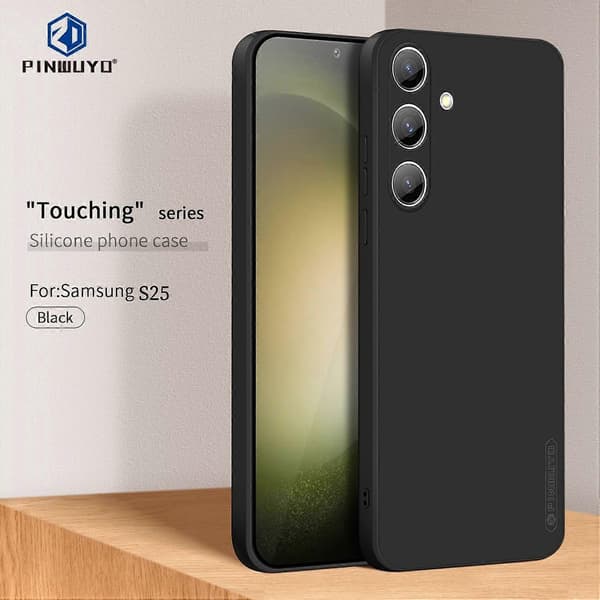 PINWUYO JK Touch flydende silikone TPU-telefoncover til Samsung Galaxy S25 - Sort (Sort)