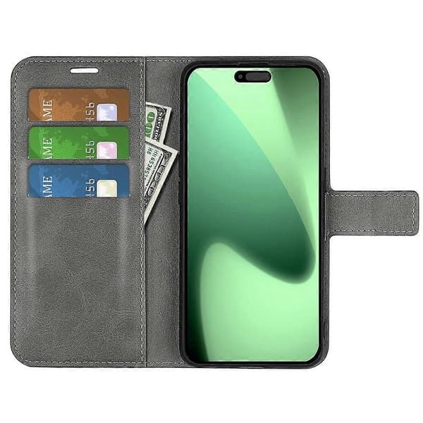 Beskyttende etui med beslag til iPhone 17 Pro Max, ridsefast mobiltelefonetui i kalveskind (grå, grå)