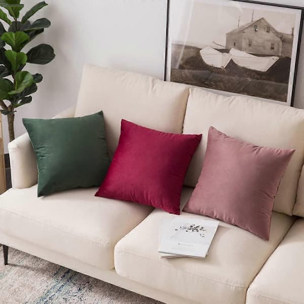Dekorativa Kuddfodral 45x45 cm Vinröda Prydnadskuddar 2-pack Mjuka Sammetskuddfodral Heminredning för Bondgård Soffa Sovrum