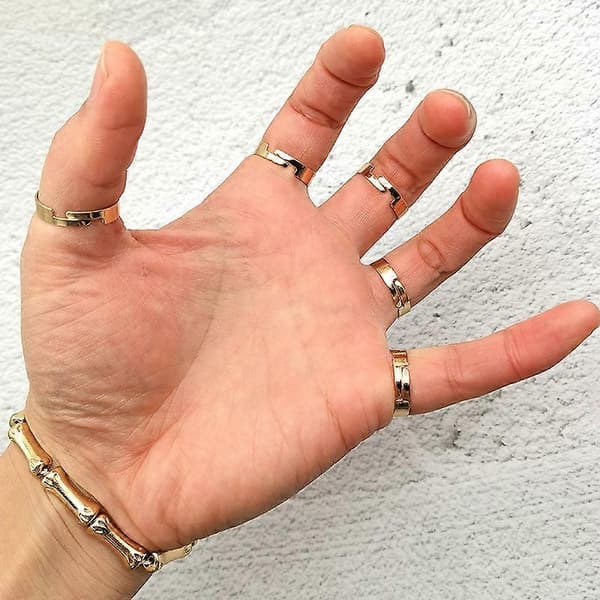 Pläterad Guld Hem Gotisk Dödskalle Verktyg Full Hand Dödskalle Armband Ring