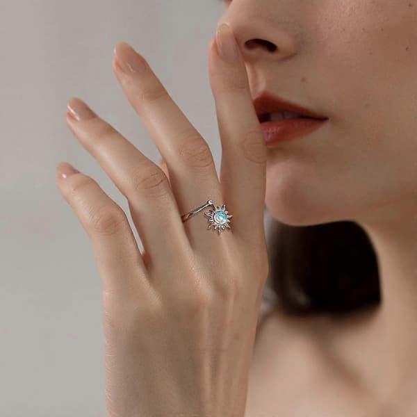 Angstring til kvinder Fidget Ring Månesten