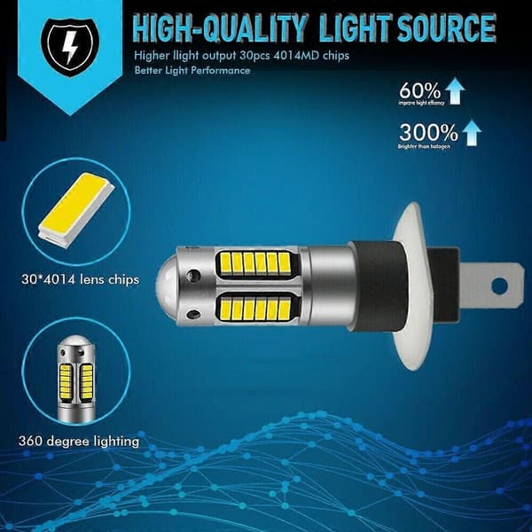 Nytt 2x H1 LED dimljus/strålkastarlampsats helljus HID-lampor 6000K Xenon Vit
