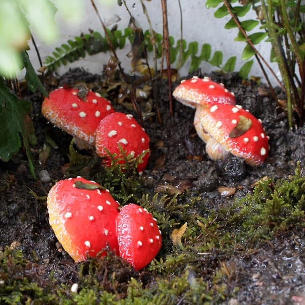 3 stk. Miniature Svampefigur Resin Lysende Selvlysende Svampe Ornament Til Bonsai Akvarium Mos