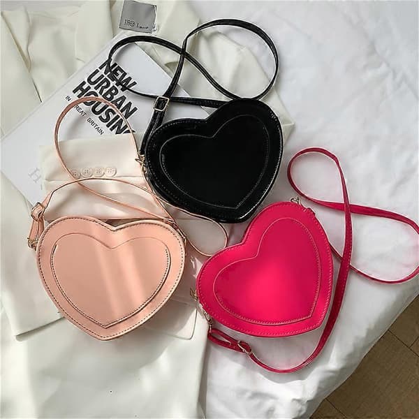 Crossbody tasker, søde ferskenhjerte, trendy mode, simpel vestlig stil, populære tasker til kvinder, rosenrød