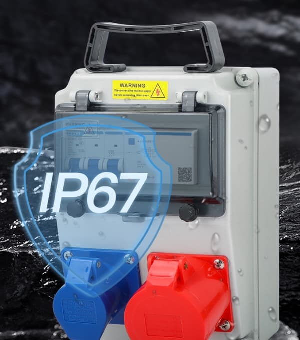 Vægstrømsfordeler, ABS-plast, fordelingstavle med 2 x Schuko-stik 230v/16a Abl Ip54