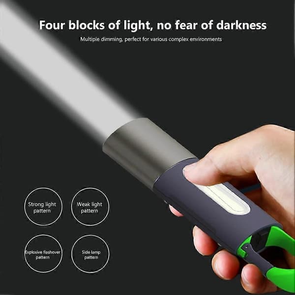 Ladattava taskulamppu, USB C Suuri Lumen Zoomattava Pieni LED-taskulamppu 4 tilaa Muovinen lyhty