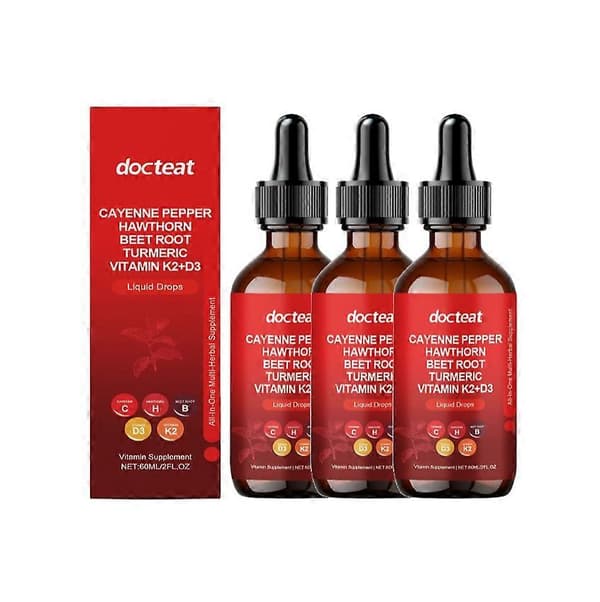 1-5x Cayenne Pepper Drops, Aeluro Cayenne Pepper Liquid Drops, Inneholder Hagtorn Rødbeter (3 STK)
