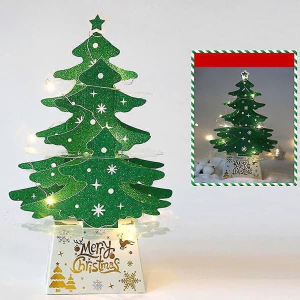 Gröna Julgranskulor Mini Skrivbord Julkort Glänsande Julgransprydnad med Ljussats