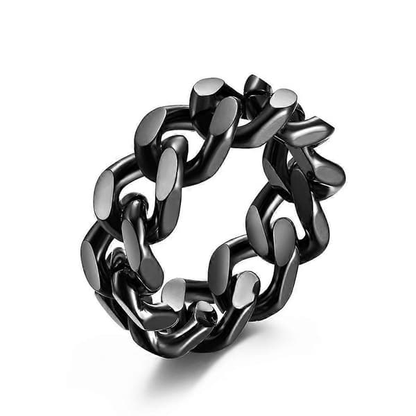 Cubansk Led Kæde Ring til Mænd Kvinder, Guld Stål Sort Titanium Stål Personlig Simpel Poleret Ring, (19mm Bredde)